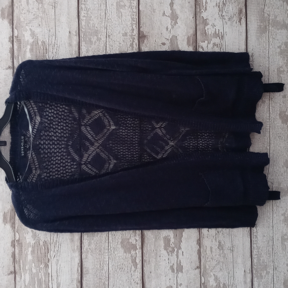 Love Ellie Open Front Sweater Dark Blue Size S